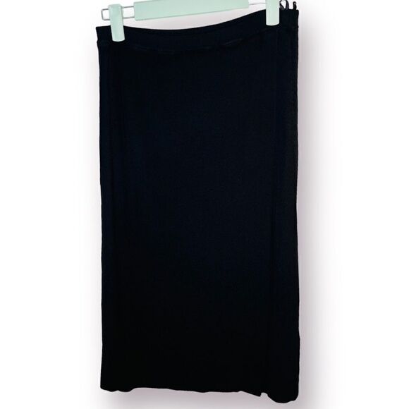 Cyrus Knit Faux Wrap Pencil Skirt Mini Black S - Picture 1 of 8